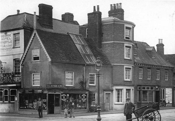 14 Market Square with a man and bicycle